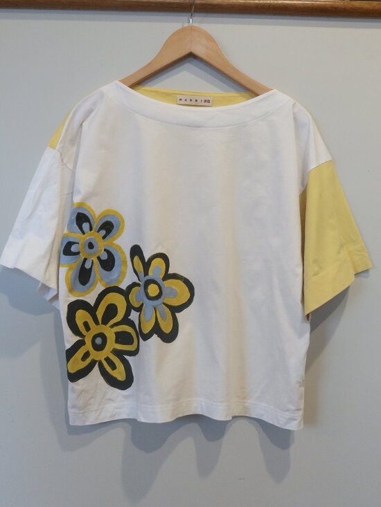 Marni Tops - MARNI x UNIQLO floral print tshirt oversize top white yellow cotton XXS summer